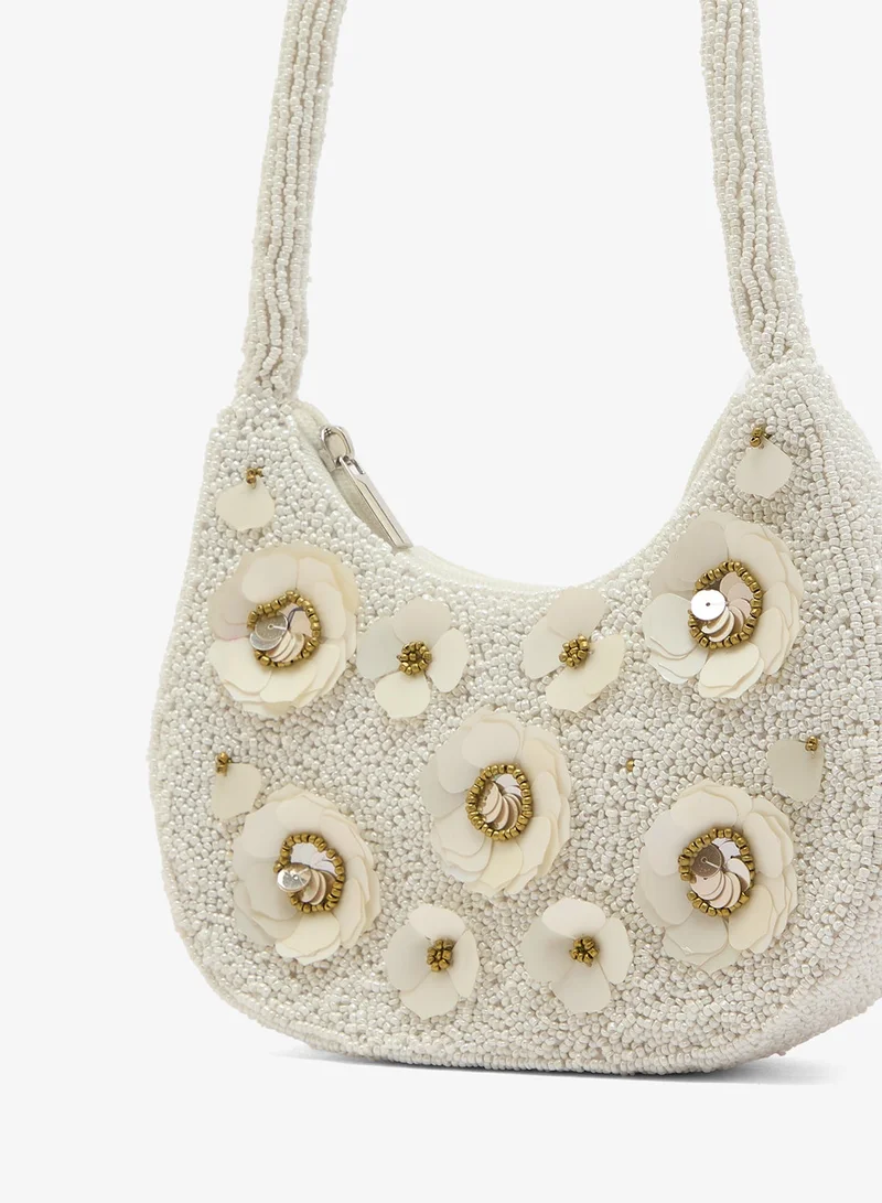 Namshi x White Embroidered Beaded Floral Clutch for Women | Best Price UAE