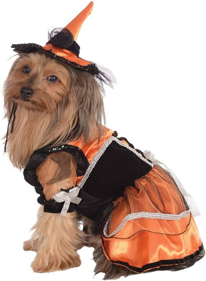 روبيز زي تنكري لحيوان أليف على شكل ساحرة من روبيز هالوين كلاسيك، فستان وقبعة، صغير، برتقالي - Image 1