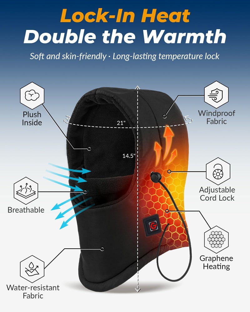 PEONYRISE Heated Sherpa Balaclava Thermal Gear for Kids Youth 8-12 boys Girls Electric Neck Gaiter Face Mask Rechargeable for Ski Motorcycle Hunting snowboarding Winter Cold Weather Accessories Accesorios Black - Image 5