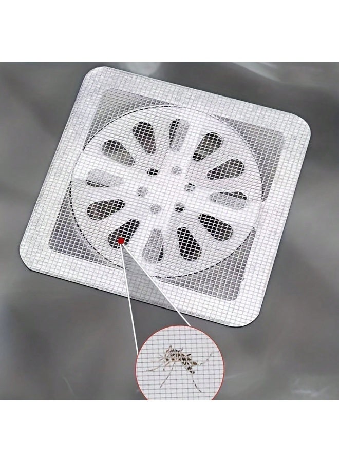 ميأميأ 50 قطعة غطاء مصفاة تصريف الحمام لالتقاط الشعر، ملصق شبكي لمصارف الاستحمام، ملصقات تصريف شعر قابلة للاستخدام مرة واحدة للحمام، ومنطقة الغسيل، وحوض الاستحمام، والمطبخ، باللون الأبيض - Image 4