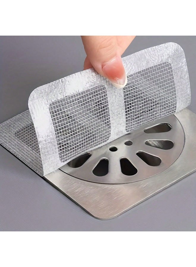 ميأميأ 50 قطعة غطاء مصفاة تصريف الحمام لالتقاط الشعر، ملصق شبكي لمصارف الاستحمام، ملصقات تصريف شعر قابلة للاستخدام مرة واحدة للحمام، ومنطقة الغسيل، وحوض الاستحمام، والمطبخ، باللون الأبيض - Image 3