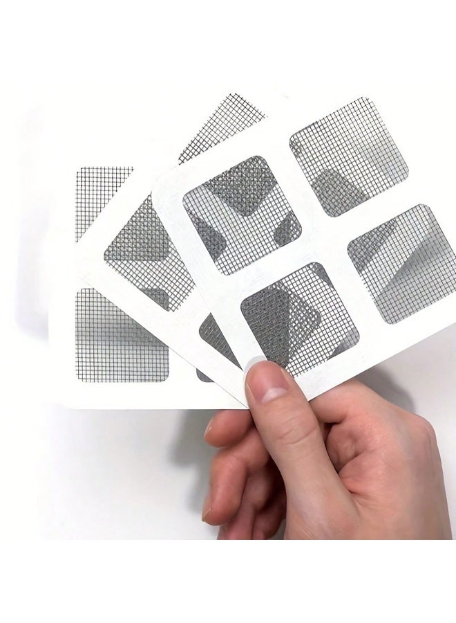 ميأميأ 50 قطعة غطاء مصفاة تصريف الحمام لالتقاط الشعر، ملصق شبكي لمصارف الاستحمام، ملصقات تصريف شعر قابلة للاستخدام مرة واحدة للحمام، ومنطقة الغسيل، وحوض الاستحمام، والمطبخ، باللون الأبيض - Image 2