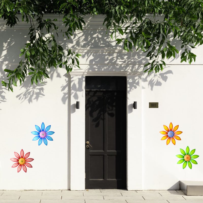 Gooyule Metal Flower Wall Art - Colorful Floral Decor for Indoor Outdoor Hanging - Home Office Garden Yard Wall Decoration Set (Metal Flower Decor A) - Image 5