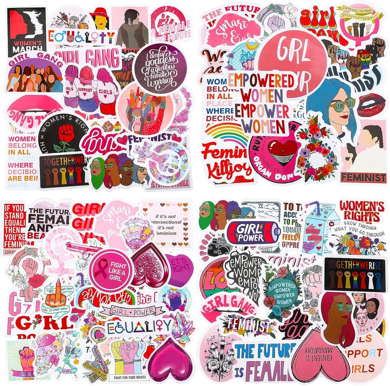 klarako 150 Pieces Feminist Stickers Women Empowerment Stickers Breast Cancer Awareness Stickers Feminism Stickers Waterproof Girls Graffiti Vinyl Stickers for Water Bottles, Phone, Computer, Luggage, Guitar - Image 1