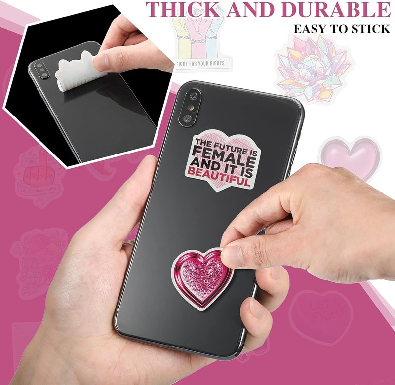 klarako 150 Pieces Feminist Stickers Women Empowerment Stickers Breast Cancer Awareness Stickers Feminism Stickers Waterproof Girls Graffiti Vinyl Stickers for Water Bottles, Phone, Computer, Luggage, Guitar - Image 3