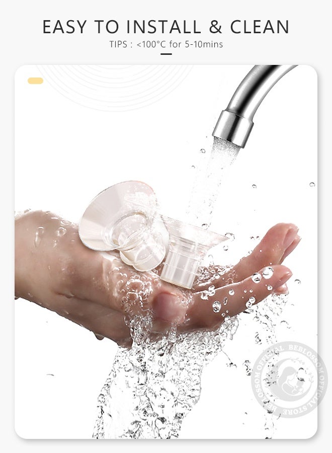 بيبلوسوم ١٠ قطع من حشوات الفلنجة ١٣/١٥/١٧/١٩/٢١ مم مع فرشاة إسفنجية، متوافقة مع مضخة الثدي Momcozy S12 Pro/S9 Pro/S12/S9، بديل سيليكوني لمضخة الثدي ذات الفلنجة ٢٤ مم، ملحقات مضخة خالية من مادة BPA لراحة وكفاءة أفضل. - Image 4