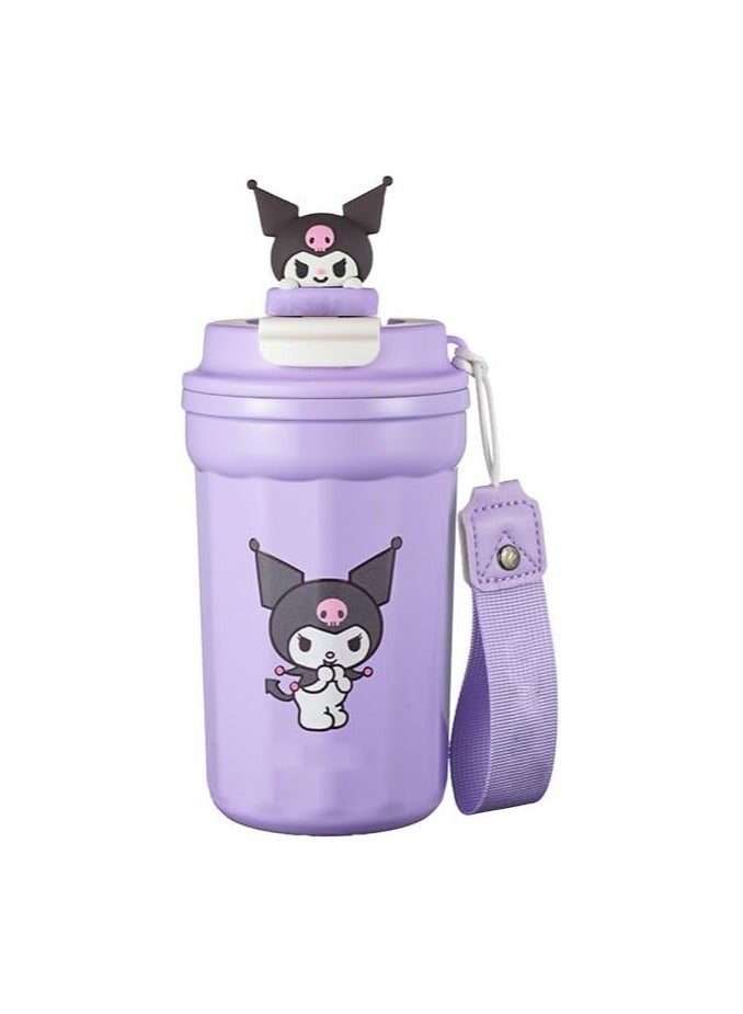 general Stainless Steel Water Bottle Thermos Travel Mug Durable Leak Proof Flip Button BPA Cartoon Kawaii Cute Hot or Cold Drinks 450ml - Image 1