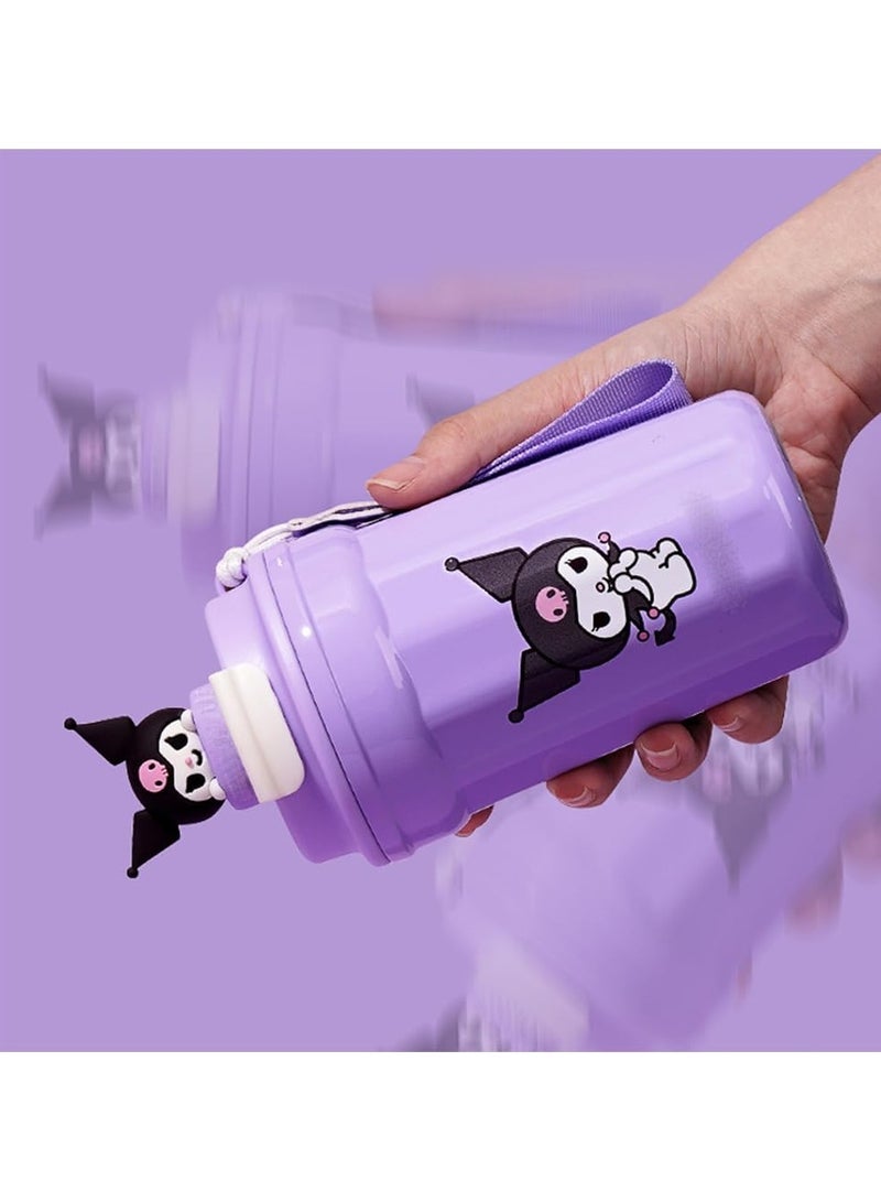 general Stainless Steel Water Bottle Thermos Travel Mug Durable Leak Proof Flip Button BPA Cartoon Kawaii Cute Hot or Cold Drinks 450ml - Image 3