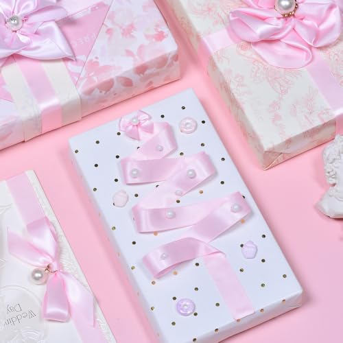 YAMA Light Pink Double Face Satin Ribbon 5/8 Inch 25 Yards Baby Pink Ribbon for Gift Package Wrapping,Floral Design,Hair Bow Clip Making,Crafting,Sewing,Wedding Decor - Image 5