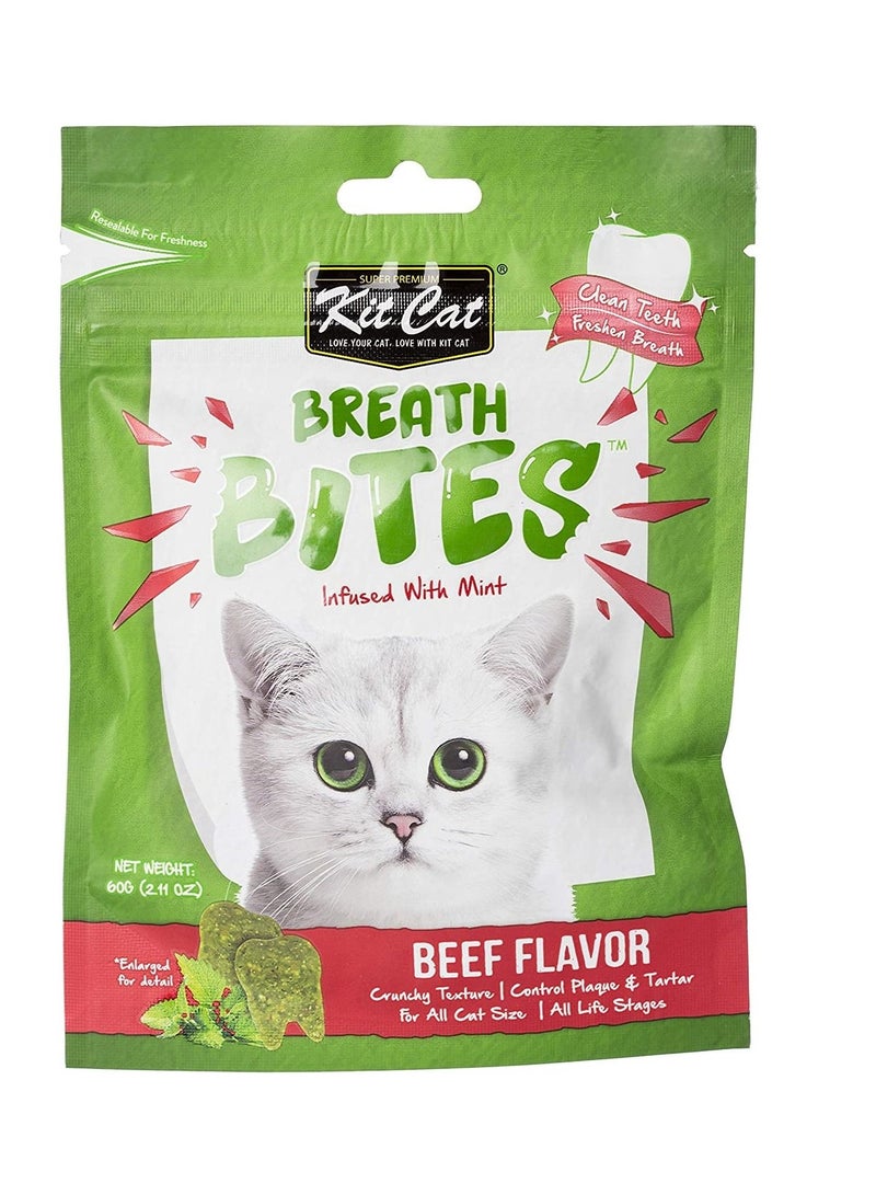 Breath Bites Beef Flavor Infused Mint Cat Treats 60g