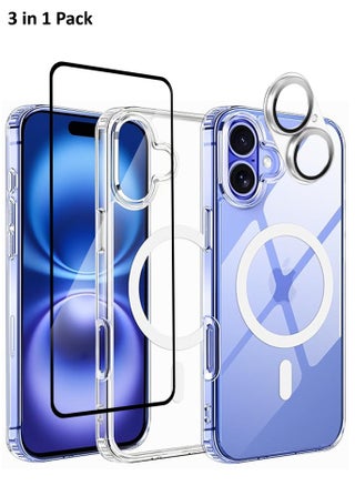 3 in 1 Pack Crystal Clear Flexible Protective Silicone -MagSafe/Wireless Charging Back and  Case Tempered Glass Screen Protector With Camera Lens Protector For iPhone 16 Plus - pzsku/ZDB049E23F9BDD0B90A1AZ/45/_/1733722176/66642ddc-552e-485d-9be5-2373171fd2ba