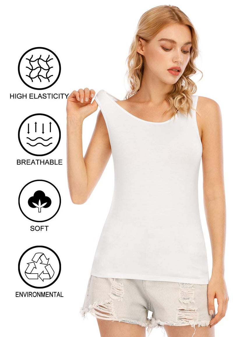 Orrpally Basic Tank Tops for Women Undershirts Tanks Top Lightweight Camis Tank Tops 4-Pack Black White Gray ArmyGreen L - Image 4