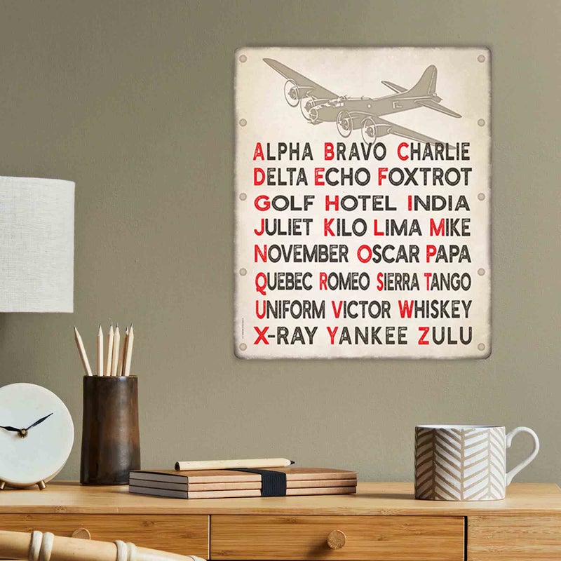 Open Road Brands Pilot Code Phonetic Alphabet Embossed Metal Sign - Image 5