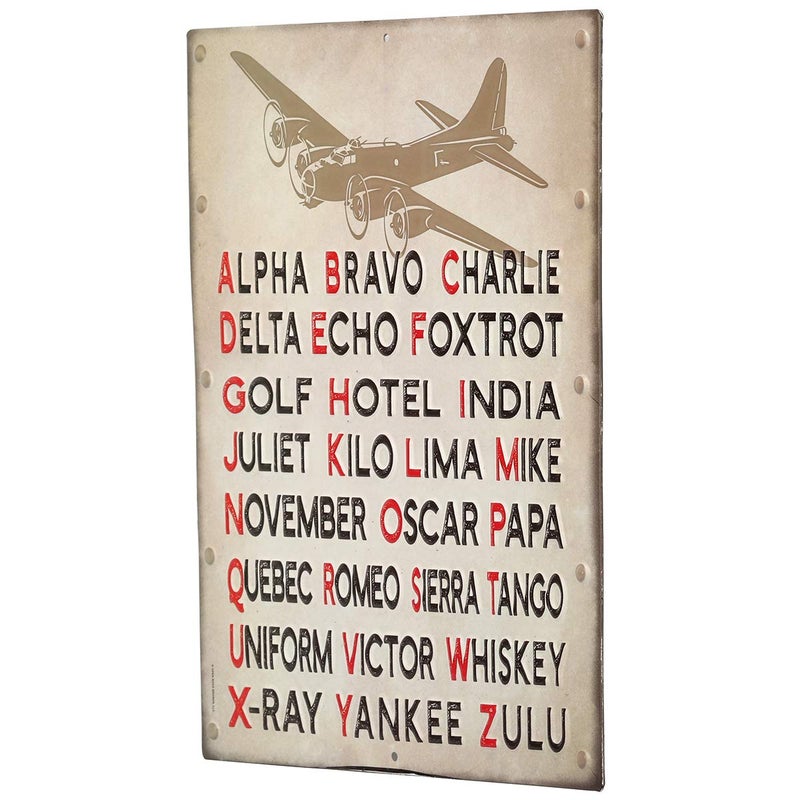 Open Road Brands Pilot Code Phonetic Alphabet Embossed Metal Sign - Image 2
