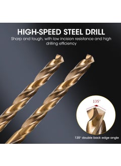 Serplex Serplex 13Pcs HSS Twist Drill Bit Set Twist Drill Milling Bits 1565mm M35 High Speed Steel Twist Drill Bits 135 Degree Split Point for Stainless Steel Cast Iron Hard Metal Plastic and Wood  - Image 4