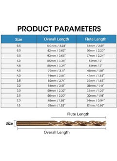 Serplex Serplex 13Pcs HSS Twist Drill Bit Set Twist Drill Milling Bits 1565mm M35 High Speed Steel Twist Drill Bits 135 Degree Split Point for Stainless Steel Cast Iron Hard Metal Plastic and Wood  - Image 2