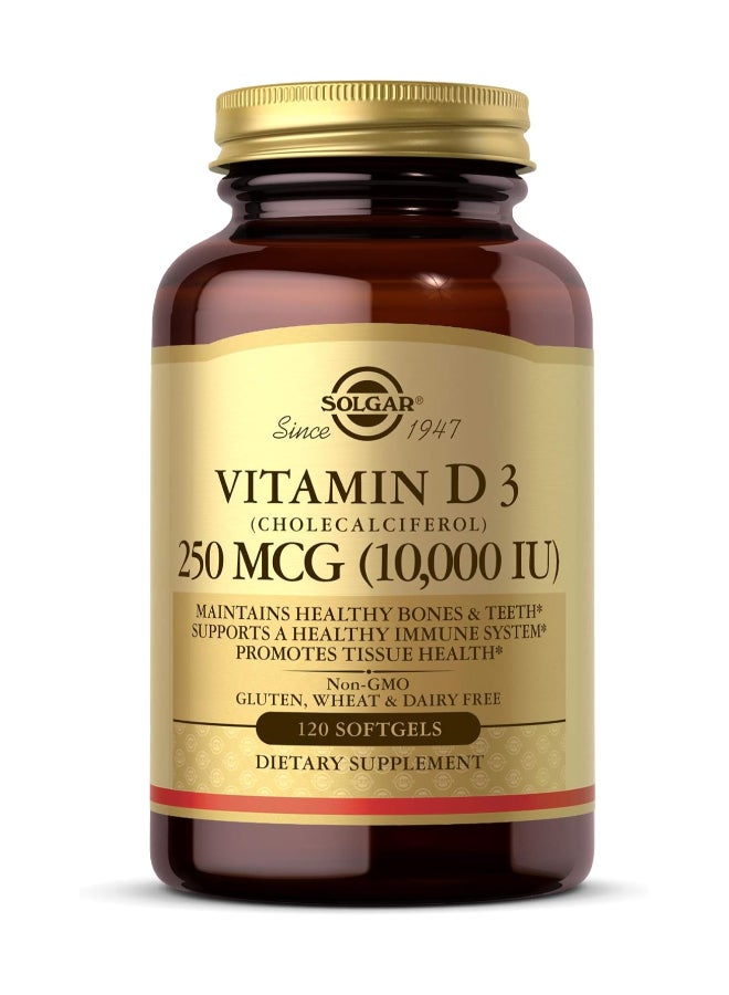 سولجر مكمل غذائي من فيتامين D3 كوليكالسيفيرول 10000 وحدة دولية - 120 كبسولة هلامية - Image 1