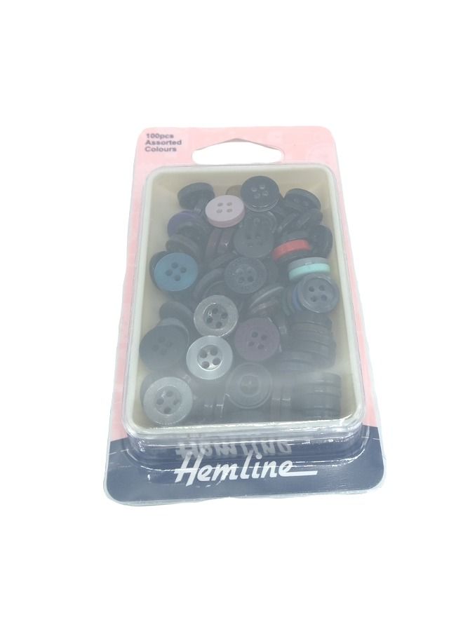 Hemline 100 Pieces Four Hole Sewing Mender Buttons Assorted Colors - Image 4