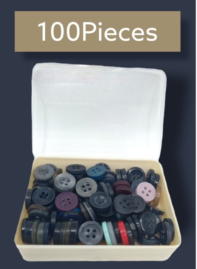 Hemline 100 Pieces Four Hole Sewing Mender Buttons Assorted Colors - Image 1