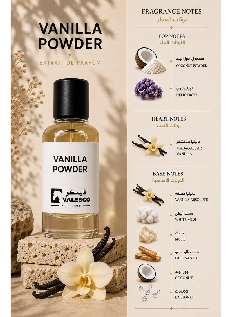 VALESCO VANILLA POWDER Eau De Parfum 50ML – Creamy Vanilla & Soft Musk – Long Lasting Unisex Fragrance - Image 2