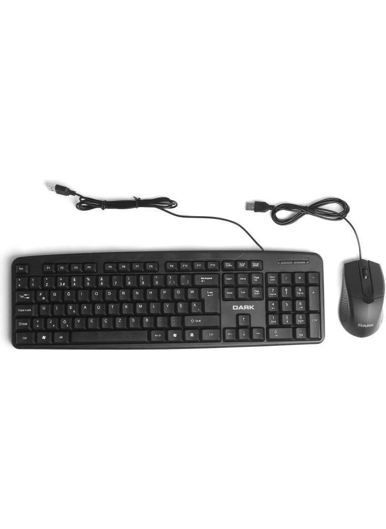 Dark - KM1040F Wired Turkish F Keyboard & Mouse Set (DK-AC-KM1040F) - Image 1