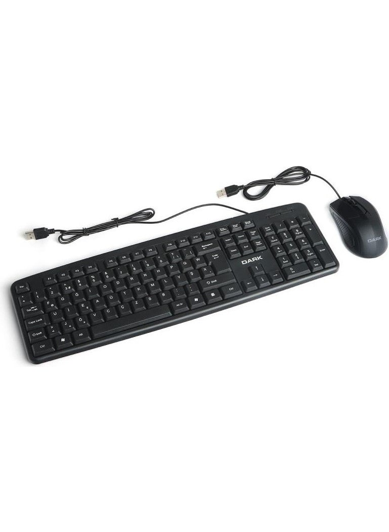 Dark - KM1040F Wired Turkish F Keyboard & Mouse Set (DK-AC-KM1040F) - Image 1