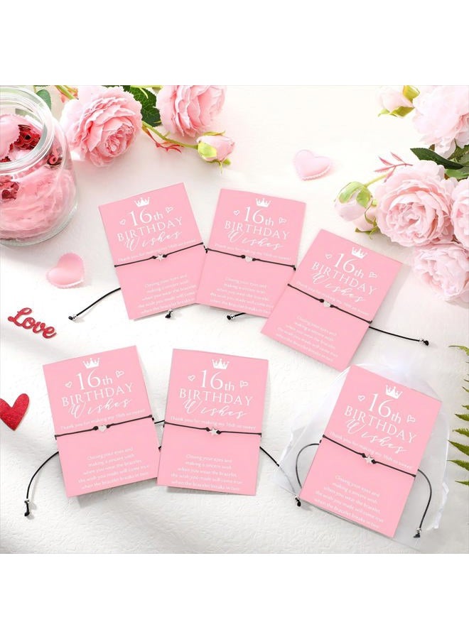 Misdary 25 Sets Sweet 16 Favors for Guests Include 13 Wish Bracelets with Heart Charm 12 Star Charm Adjustable Bracelets with Thank You Cards 16th Birthday Party Favors 16 Years Birthday Supply - Image 5