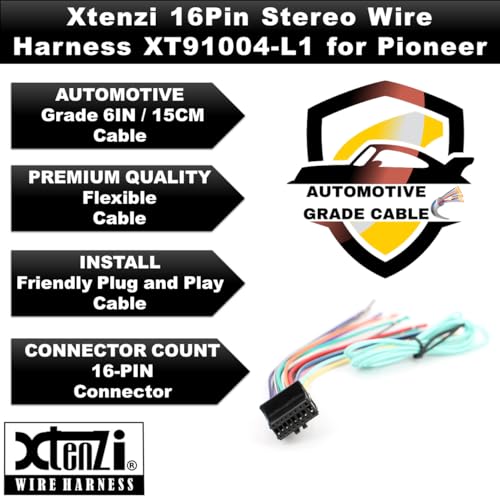 Xtenzi 16Pin Car Radio Power Wire Harness Connector Compatible with Pioneer AVH-X8500BHS, AVH-X5500, AVH-X4500, AVH-X3500, AVH-X2500, AVH-X1500 - XT91004-L1 - Image 3