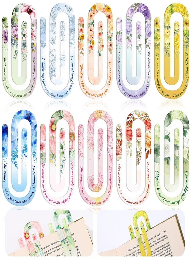 Skyygemm 10 Pack Bible Verse Acrylic Bookmarks for Church Jumbo Paper Clip Inspirational Scripture Christian Bookmarker for Back to School Supplies Religious Christian Party Favor Women Student Gift - Image 1