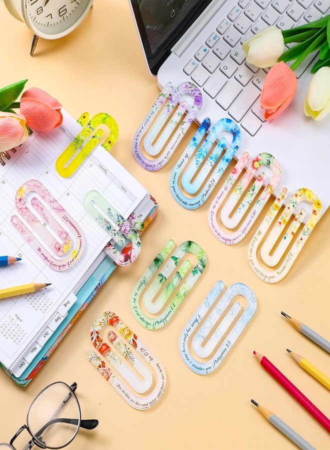 Skyygemm 10 Pack Bible Verse Acrylic Bookmarks for Church Jumbo Paper Clip Inspirational Scripture Christian Bookmarker for Back to School Supplies Religious Christian Party Favor Women Student Gift - Image 3