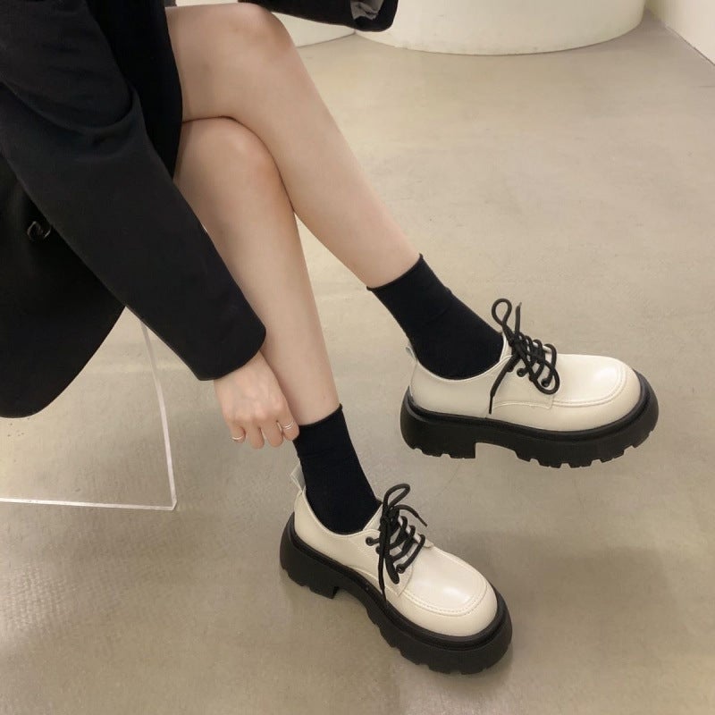 Mary Jane Small Leather Shoes 2025 Summer Trendy Lace-Up Thick-Soled Height-Increasing British Style Lazy Thin Platform Thick-Soled Style - Image 5