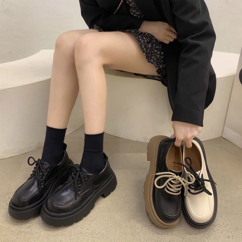 Mary Jane Small Leather Shoes 2025 Summer Trendy Lace-Up Thick-Soled Height-Increasing British Style Lazy Thin Platform Thick-Soled Style - Image 4
