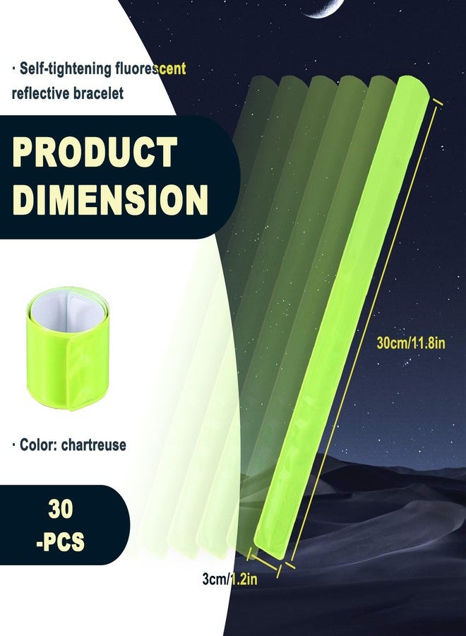 GTILE 30 Pcs Reflector Band Snap Bracelet, Reflective Arm Bands, High Visibility Slap Safety Bands for Night Jogging Cycling Running Night Working Hiking (Fluorescent Green) - Image 2