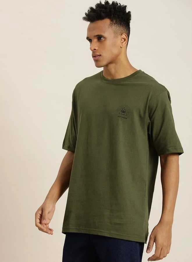 Difference of Opinion Difference of Opinion Back and Front Graphic Print Oversized T-Shirt with Short Sleeves