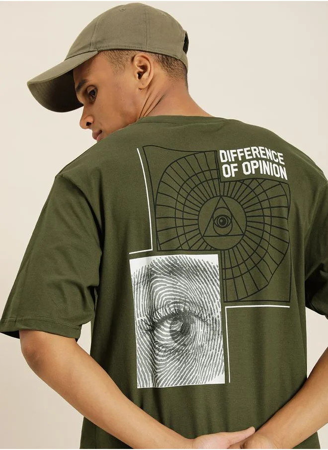 Difference of Opinion Back and Front Graphic Print Oversized T-Shirt with Short Sleeves