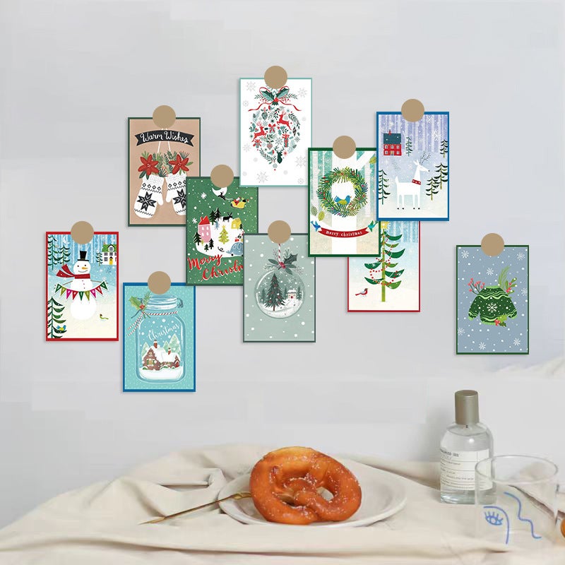 10 Christmas Cards Wall Stickers Art Painting Decorative Cards Diy Wall Bedroom Living Room Bedroom Decorative Painting - Image 4