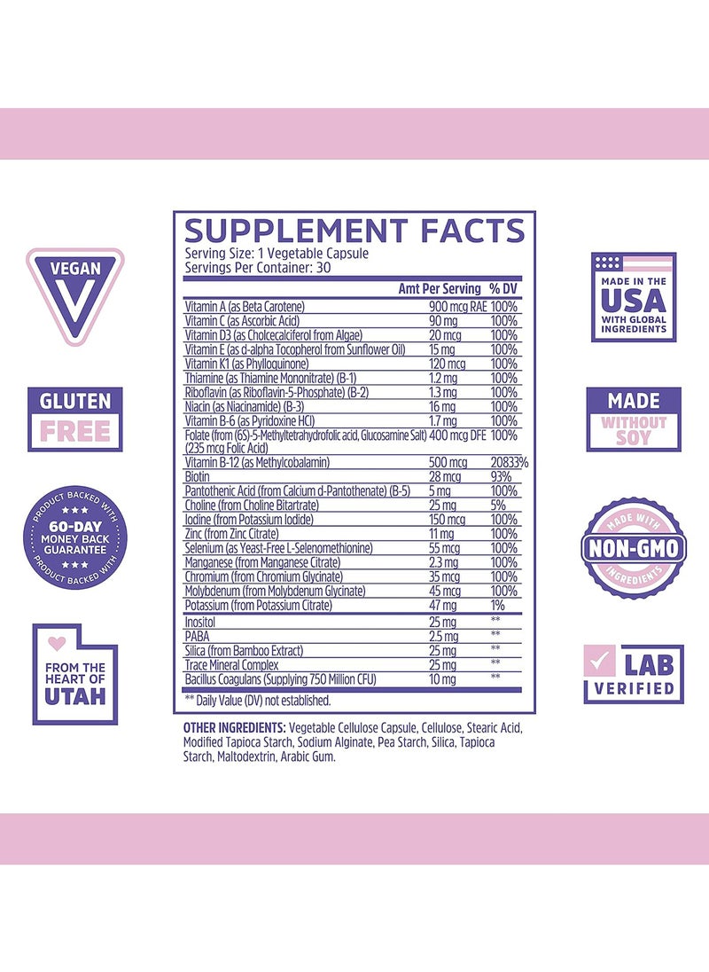 Zhou Nutrition - Daily Boost Multivitamin With Probiotic, Zinc, Vitamin C, D3, B Complex For Immune Support, Energy And Digestive Health  30 Servings - Image 1