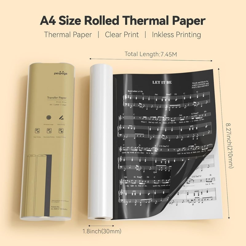 بيري بيدج ورق طابعة حرارية متعدد الأغراض، 8.27 بوصة × 11.69 بوصة، بكرتان، متوافق مع الطابعات الحرارية المحمولة P80 A40 Mt810 M832، يدعم العقود والمستندات (يدوم طويلًا) - Image 2