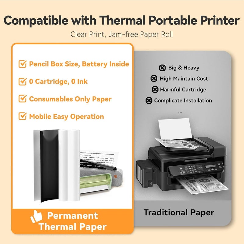 بيري بيدج ورق طابعة حرارية متعدد الأغراض، 8.27 بوصة × 11.69 بوصة، بكرتان، متوافق مع الطابعات الحرارية المحمولة P80 A40 Mt810 M832، يدعم العقود والمستندات (يدوم طويلًا) - Image 5