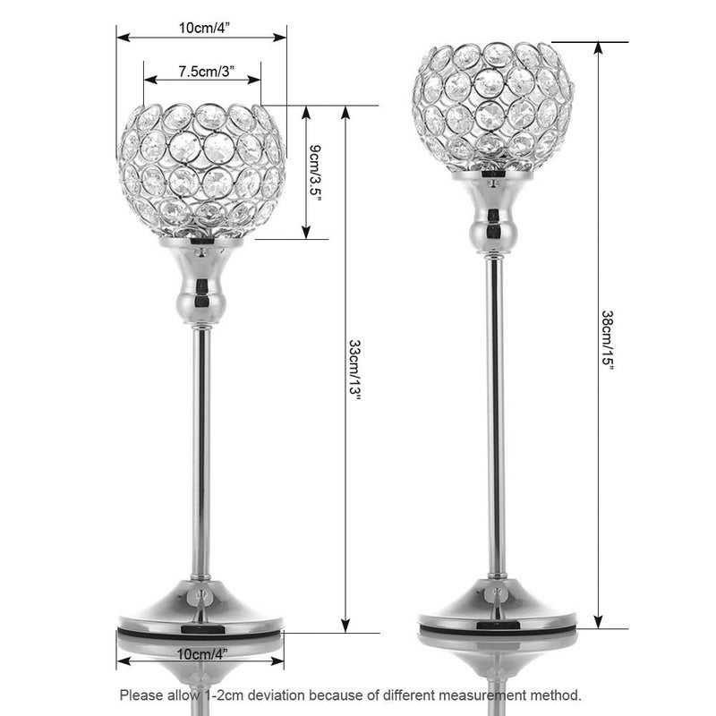 VINCIGANT Silver Crystal Votive Candle Holders Set of 2 for Table Centerpieces, Wedding Dinning Room Table Tealight Candle Stand,Christmas Housewarmin - Image 4