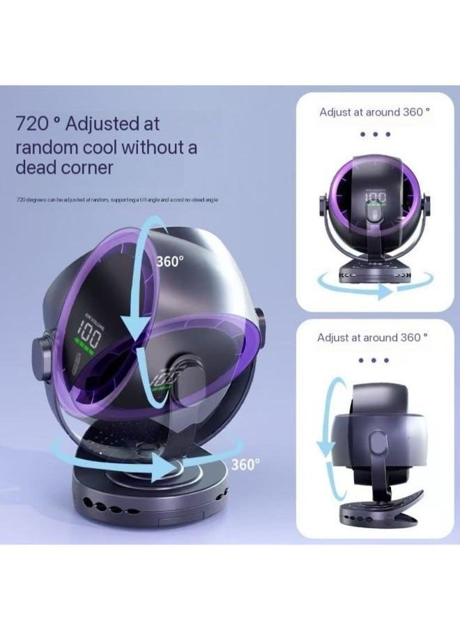 ELTRAZONE Turbo Circulation Rechargeable Fan – USB Powered Desk & Wall Mount Fan with Digital Display, 4-Speed Settings, Quiet Operation & Smart Timer, Ideal for Home, Office & Camping - Image 5