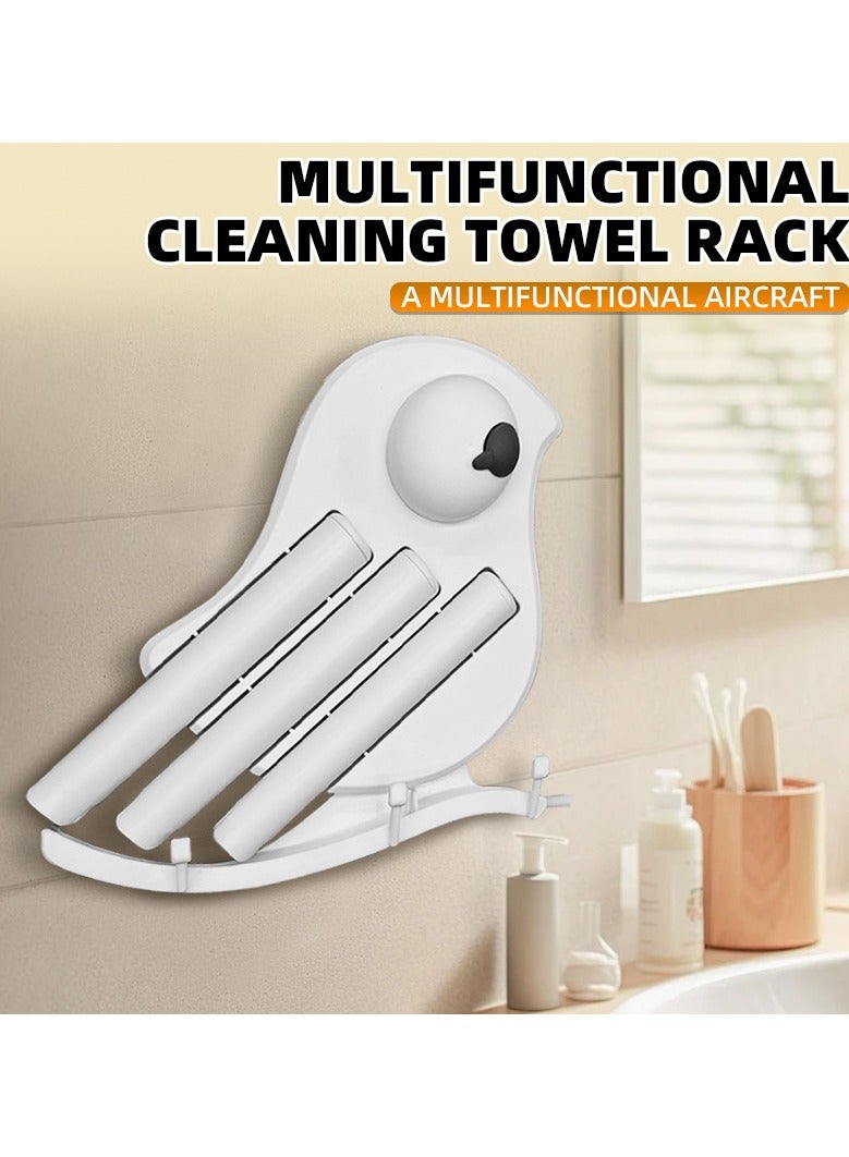 general 5-in-1 Small Bird Wall-Mounted Storage Rack Cleaning Supplies Storage Box Kitchen and Bathroom Desktop Mini Mop Set - Image 2