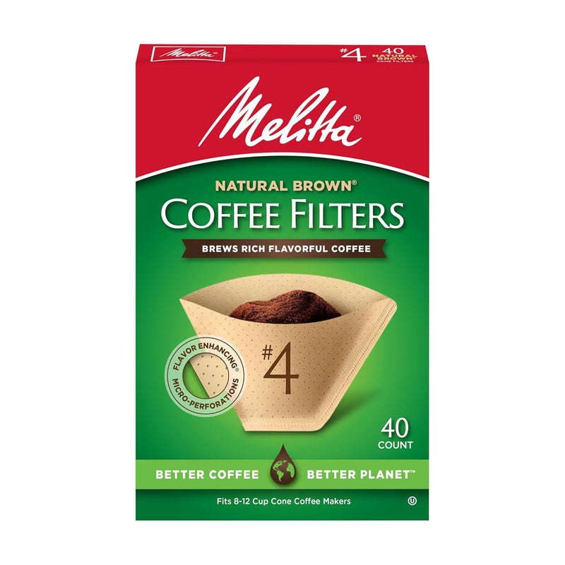 Melitta Melitta 4 Cone Coffee Filters Unbleached Natural Brown 40 Count Pack of 12 480 Total Filters Count  Packaging May Vary  - Image 1