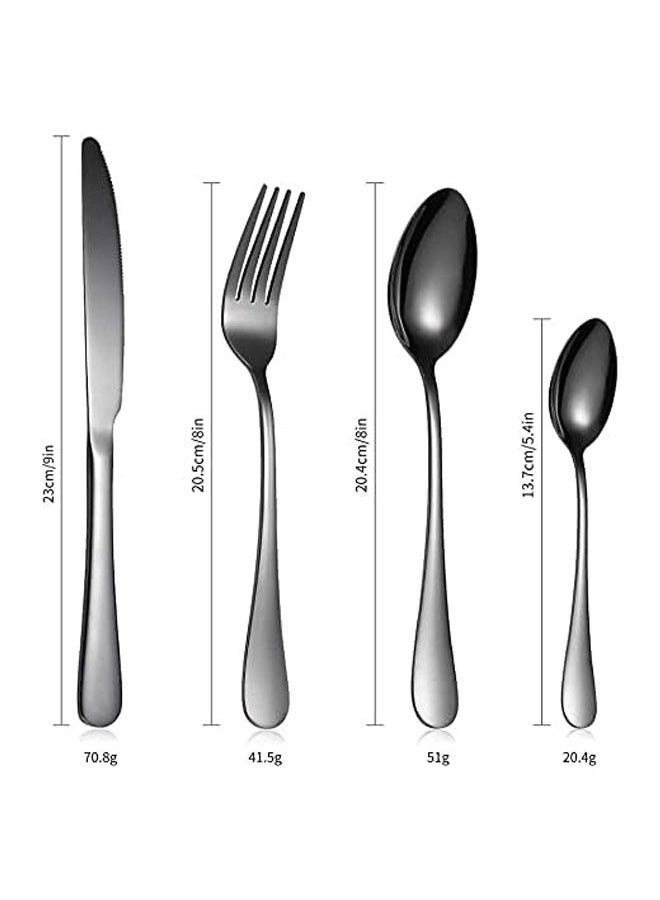 NKX 24 Piece Stainless Steel Cutlery Set with Sleek Mirror Finish Includes Knives Forks Spoons and Teaspoons for Dinner and Gift Use - Image 4