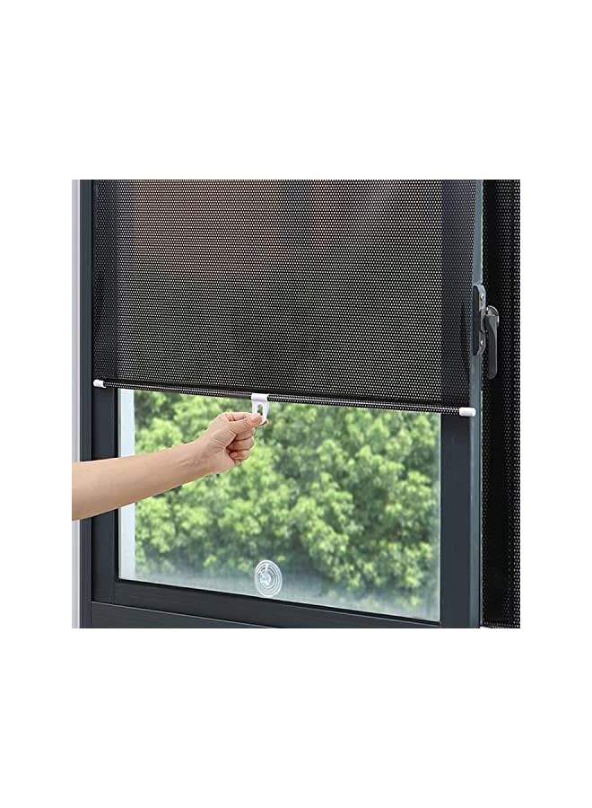 The Bros ستارة رول سوداء لحماية الشمس، ستائر رول شمسية معتمة، ستارة مثقبة مجانية، للمطبخ والمكتب، لا حاجة للحفر، ستائر رول معتمة (عرض 68 سم × طول 125 سم / 27 × 49 بوصة، أسود) - Image 3