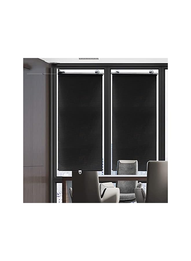 The Bros ستارة رول سوداء لحماية الشمس، ستائر رول شمسية معتمة، ستارة مثقبة مجانية، للمطبخ والمكتب، لا حاجة للحفر، ستائر رول معتمة (عرض 68 سم × طول 125 سم / 27 × 49 بوصة، أسود) - Image 4