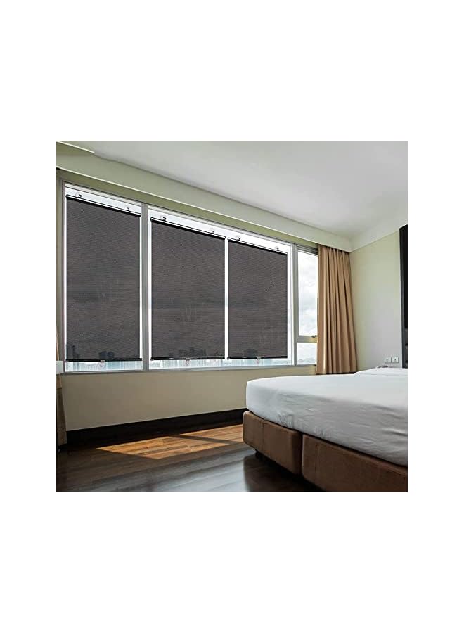 The Bros ستارة رول سوداء لحماية الشمس، ستائر رول شمسية معتمة، ستارة مثقبة مجانية، للمطبخ والمكتب، لا حاجة للحفر، ستائر رول معتمة (عرض 68 سم × طول 125 سم / 27 × 49 بوصة، أسود) - Image 5