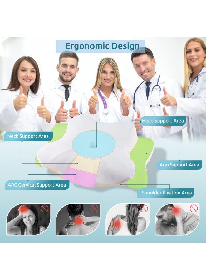 DONAMA Cervical Pillow for Neck and Shoulder,Contour Memory Foam Pillow,Ergonomic Neck Support Pillow for Side Back Stomach Sleepers with Pillowcase - Image 1
