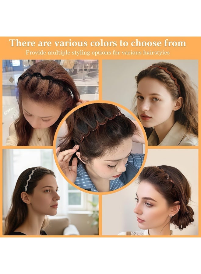 5 قطع من عصابة رأس مشط شعر عصرية على شكل حرف U، أربطة رأس عالية الجمجمة لشعر المرأة، طوق شعر مموج بأسنان، عصابة شعر كلاسيكية عالية الجمجمة للنساء (5 قطع مزيج، مقاس واحد) - Image 2