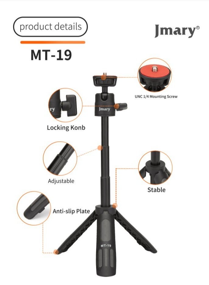 Jmary MT-19 Table Top Mini Portable Extendable Tripod Stand - Image 2